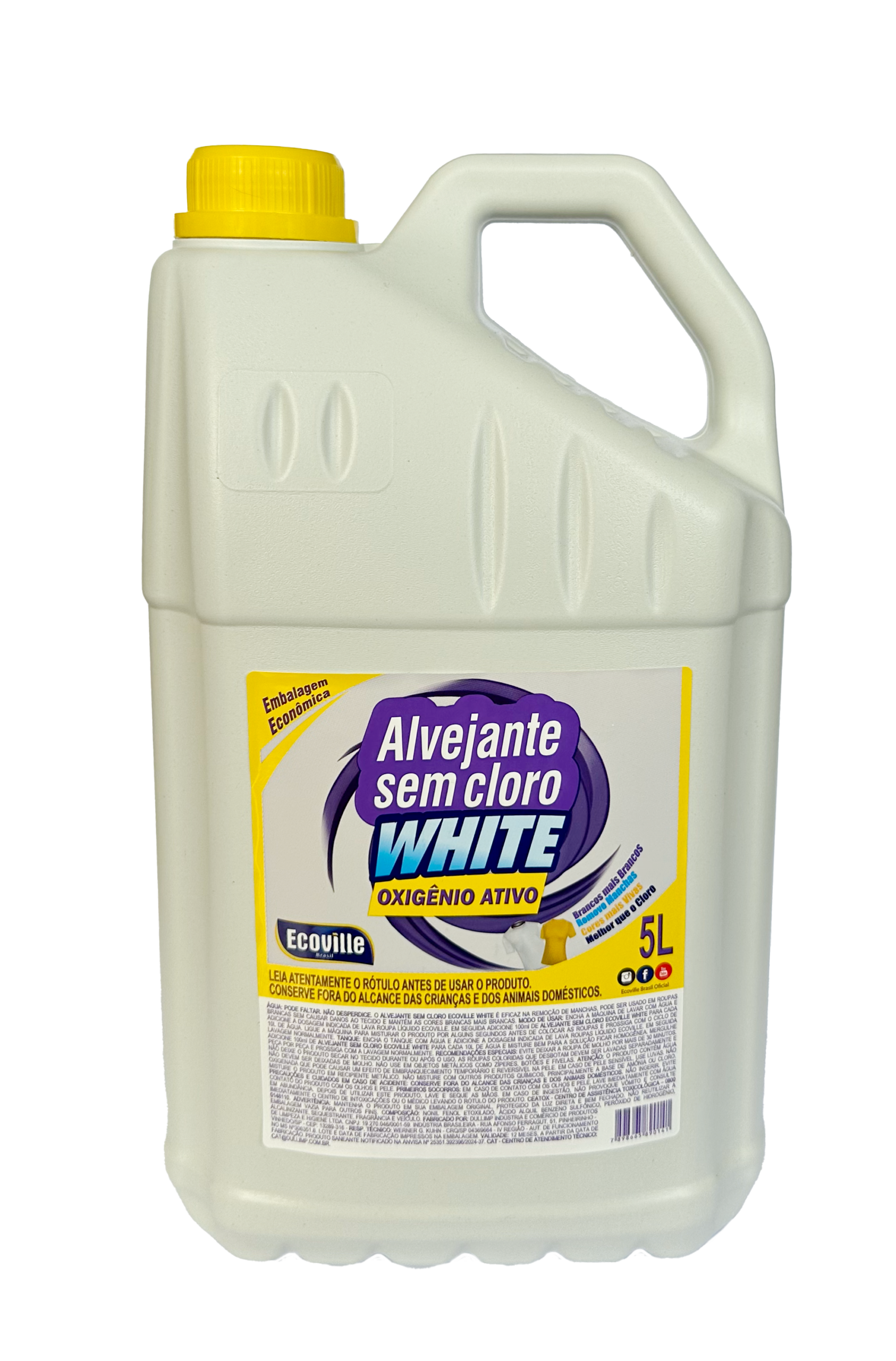 Alvejante sem cloro White Ecoville – Potência Máxima Contra Manchas! 5L